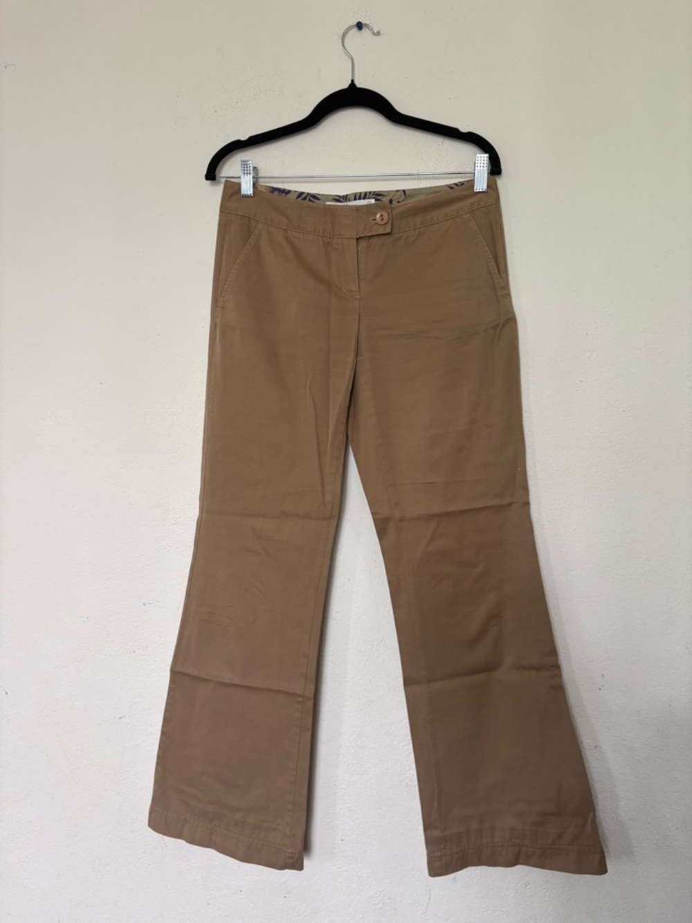 GENERRA Tan Pants with Blue Floral Trim